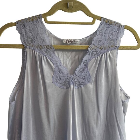 Vintage Vanity Fair Small Blue Nightgown With Lace Yoke - Picture 3 of 8